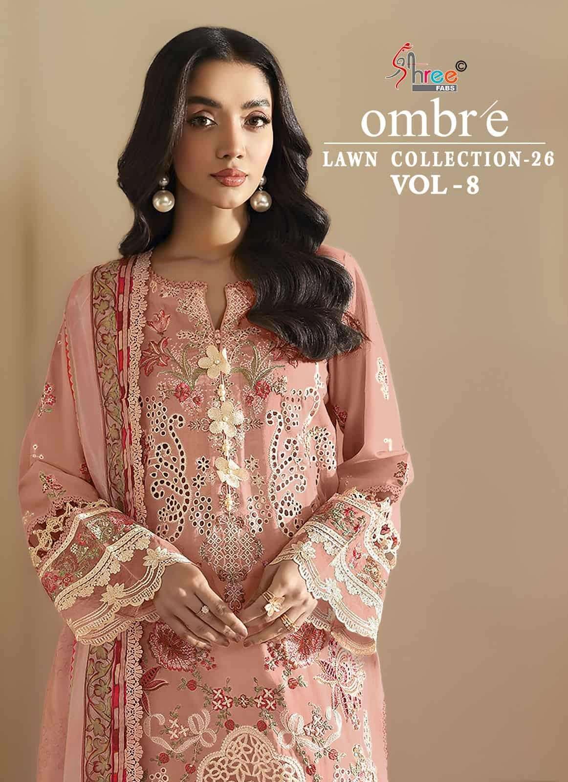 OMBRE LAWN COLLECTION-26 VOL-8 BY SHREE FABS 4201 TO 4208 SERIES COTTON DRESSES